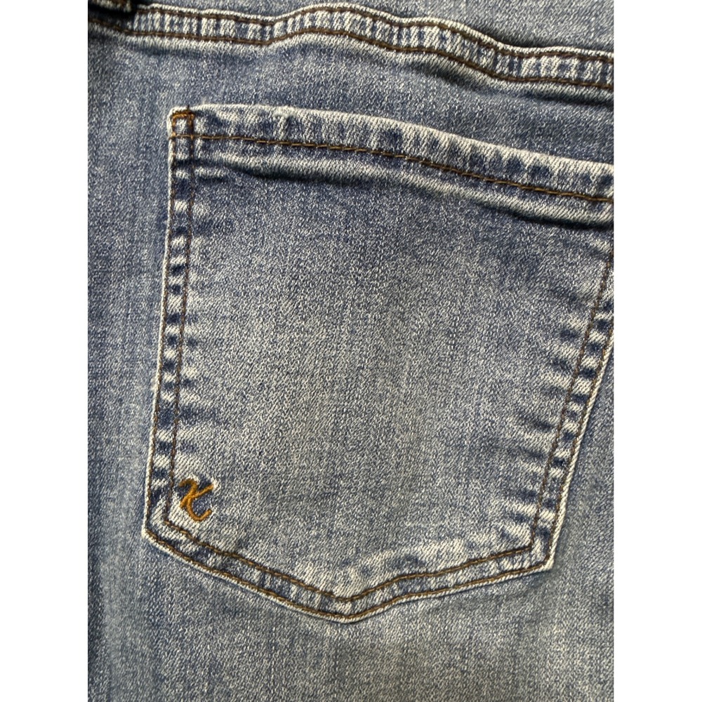Kut from the Kloth Womens 14W Blue Distressed Denim Skirt Frayed Hem Medium Wash - Picture 4 of 7